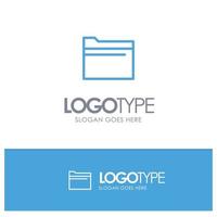 Folder File Data Storage Blue Outline Logo Place for Tagline vector