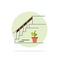 escaleras piso de arriba etapa inicio círculo abstracto fondo color plano icono vector