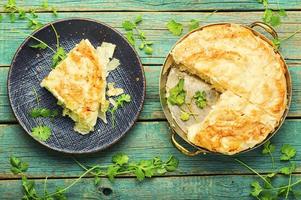 Homemade pie with cheese and cottage cheese photo