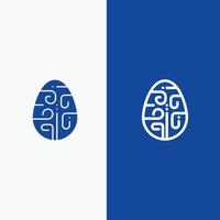 celebración decoración huevo de pascua línea de vacaciones y glifo icono sólido línea de banner azul y glifo sólido vector