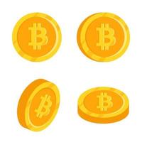 Gold bitcoin isolated coin symbol. Vector illustration