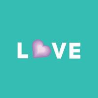 The lettering of love with a heart vector