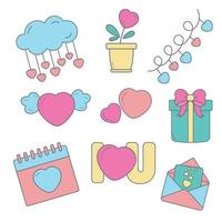 Set of Valentine's Day Elements. Heart, letter, gift. vector