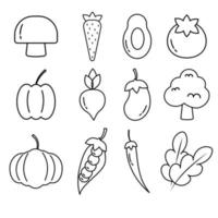 Set of icons vegetables in black and white vector