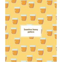 Seamless honey jar pattern on yellow background vector