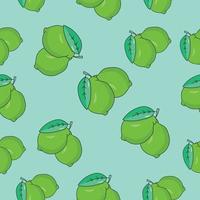 Seamless lime fruit pattern on blue background. vector