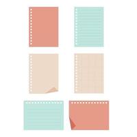 Set of blank paper notes, stickers for notebook. Vector illustration