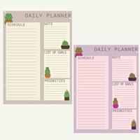 Daily planner set in lilac, pastel, beige. Schedule, notes, goal list, priorities. My week. vector