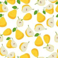 A set of seamless pear patterns. Fruit vector