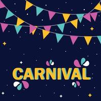 Carnival lettering on a dark background with flags vector