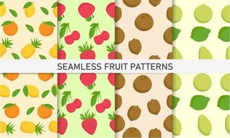 A set of seamless fruit patterns vector