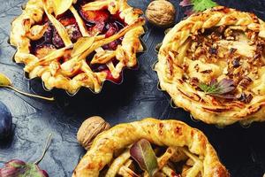 Autumn pies with fruits photo