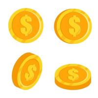 Gold dollar isolated coin symbol. Vector illustration