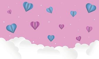 Background Paper hearts on a pink background. Valentine's day and love vector