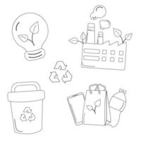 Set of elements for circular processing in outline style. Vector illustration