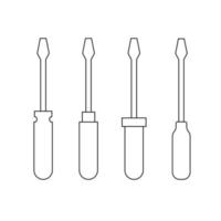 Tool set screwdriver in line style. Vector illustration