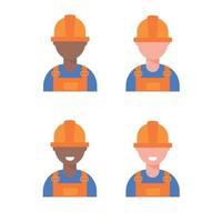 conjunto de diferentes hombres trabajadores en cascos. servicio de reparación, taller mecánico. ilustración vectorial vector