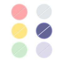 Flat round isolated tablets on white background. Vector illustration