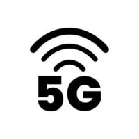 Símbolo de 5 g en blanco y negro. wifi de alta velocidad o logotipo de red inalámbrica. símbolo de la tecnología de Internet móvil. ilustración vectorial vector