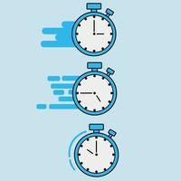 A set of timer icons in blue. Timer and stopwatch icons. Collection of countdown timers. vector