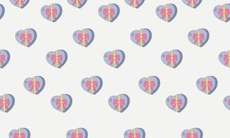 Seamless candy box pattern in the shape of a heart with a bow vector