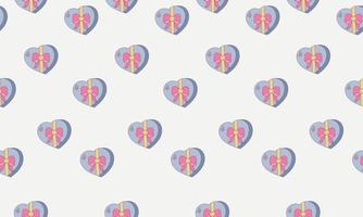 Seamless candy box pattern in the shape of a heart with a bow vector