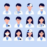 Doctor in uniform. Man, woman in flat style. Vector illustration