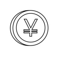 Yen single coin in line style. Vector illustration