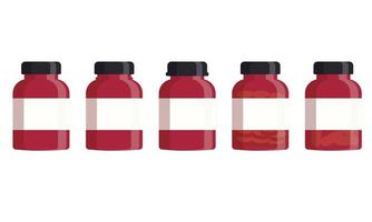 Set of medical bottles with label. Flat vector illustration