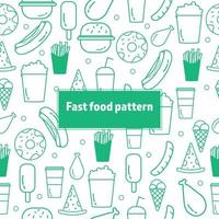 Fast food pattern in green vector