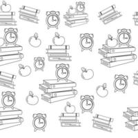 Seamless back to school style line pattern with books. Vector illustration.