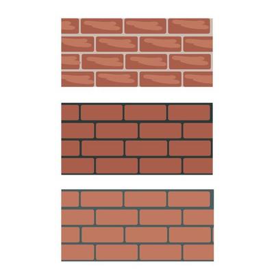 Set of brick walls in different colors. Vector illustration