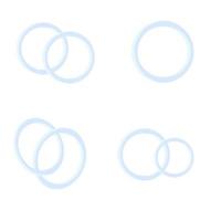 Set of vector cute wedding rings in silver. Isolated ring on white background