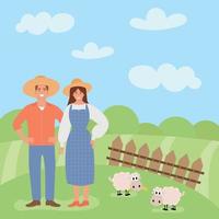 A man and a woman are farmers.  Vector illustration