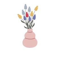 Spring flowers in a pink vase vector