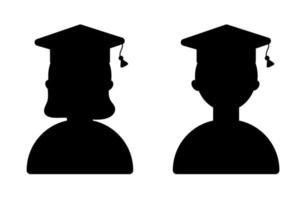 Silhouette of male and female graduates. Vector illustration.