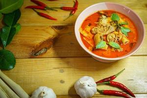 Thai Food Red Curry Chicken with Bamboo Shoots It is a popular Thai food and is meticulous in cooking. photo