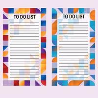 To-do list set on abstract background with square, circle, triangle in red, blue, orange. vector