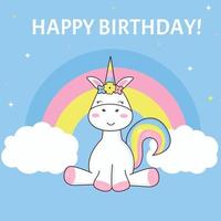 tarjeta de cumpleaños de unicornio vector
