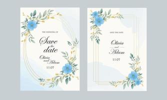 Framed wedding invitations with flowers vector