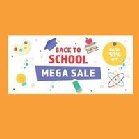 Back to school sale banner. Vector illustration