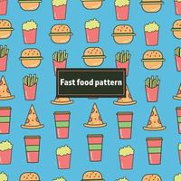 Fast food pattern seamless in multicolor. vector