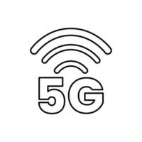 Símbolo de estilo de línea de 5 g. wifi de alta velocidad o logotipo de red inalámbrica. símbolo de la tecnología de Internet móvil. ilustración vectorial vector