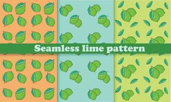 Seamless lime fruit pattern on different backgrounds. vector