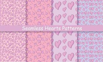 Seamless Hearts Patterns set vector