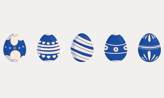 Set of blue Easter Eggs with a pattern vector