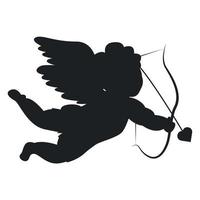 A silhouette of a cupid with an arrow. vector