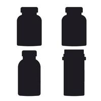 A set of silhouettes of different shaped medical bottles vector