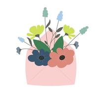 Spring flowers in a pink envelope vector