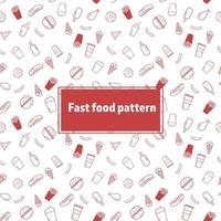 Fast food pattern in red vector